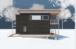 two story cabin with modern design